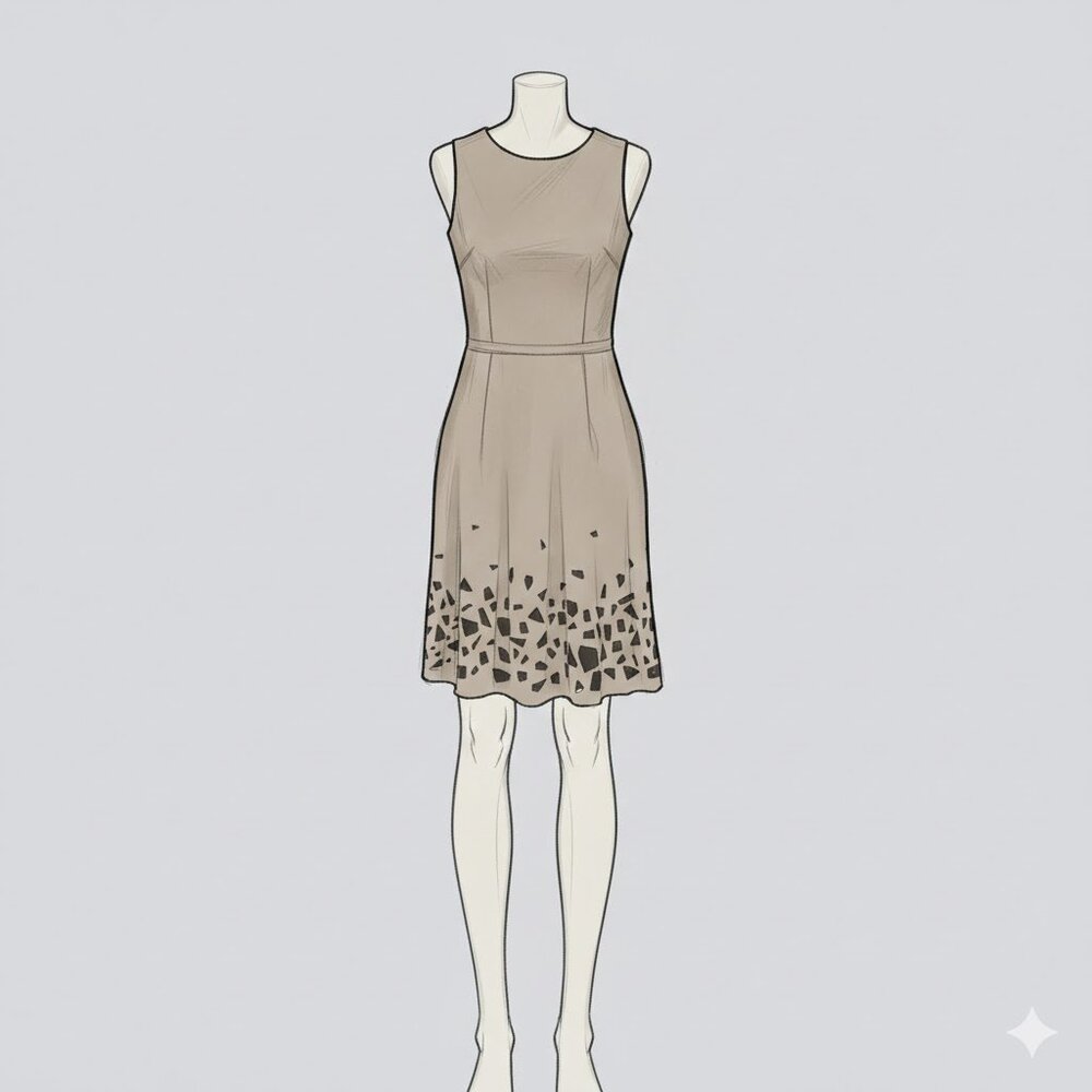 Elie Tahari — "Emily" Faux Suede Laser-Cut Hem Fit & Flare Dress (US 2) - Picture 4 of 4